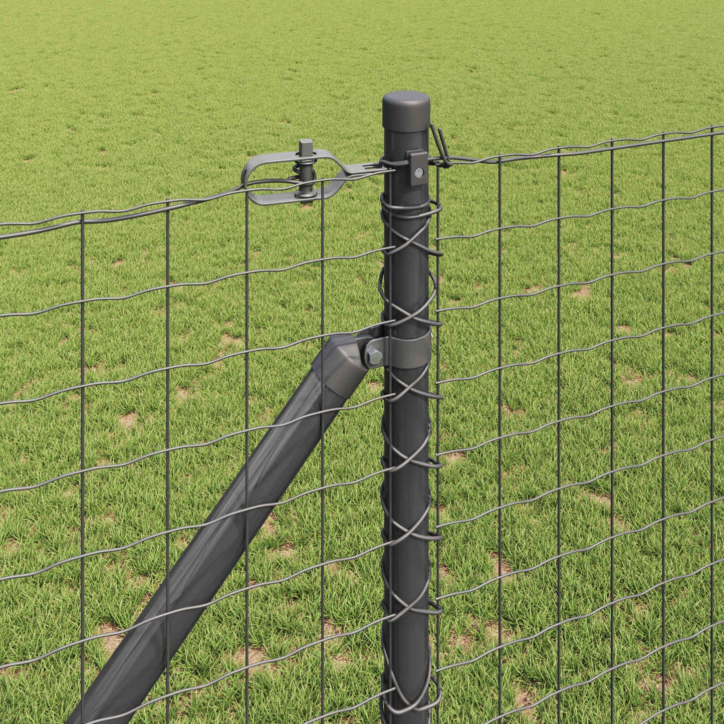 Ground Spike Fence Post 26 pcs Grey Powder-Coated Steel