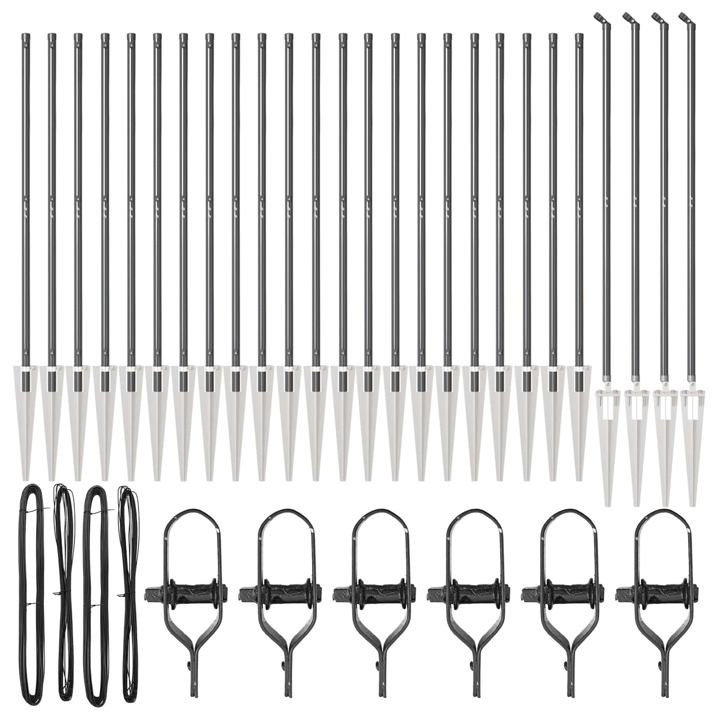 Ground Spike Fence Post 26 pcs Grey Powder-Coated Steel