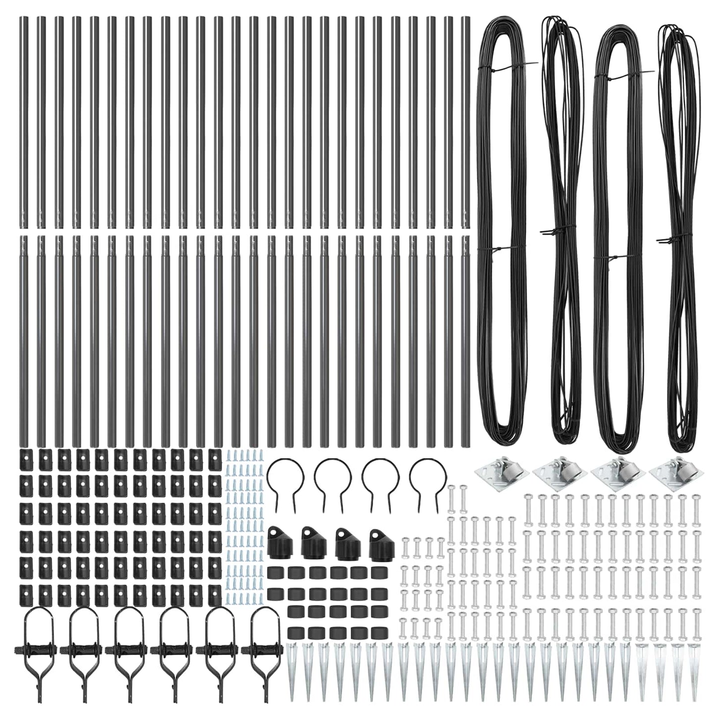 Ground Spike Fence Post 26 pcs Grey Powder-Coated Steel