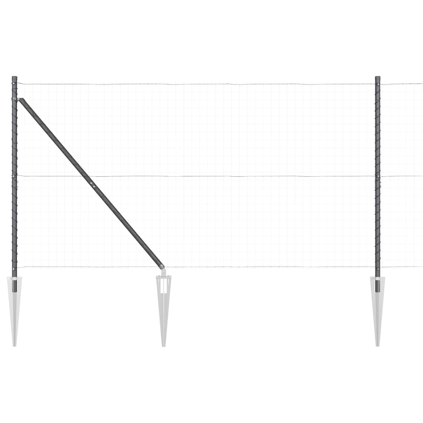 Ground Spike Fence Post 26 pcs Grey Powder-Coated Steel