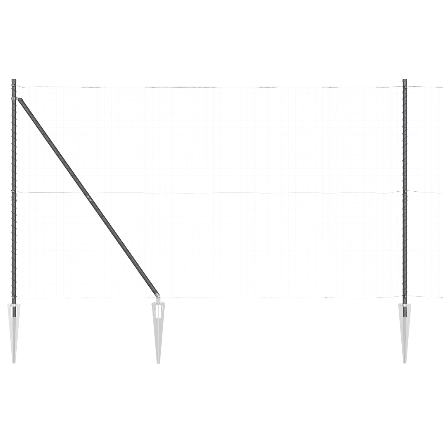 Ground Spike Fence Post 26 pcs Grey Powder-Coated Steel