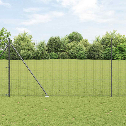 Ground Spike Fence Post 52 pcs Grey Powder-Coated Steel