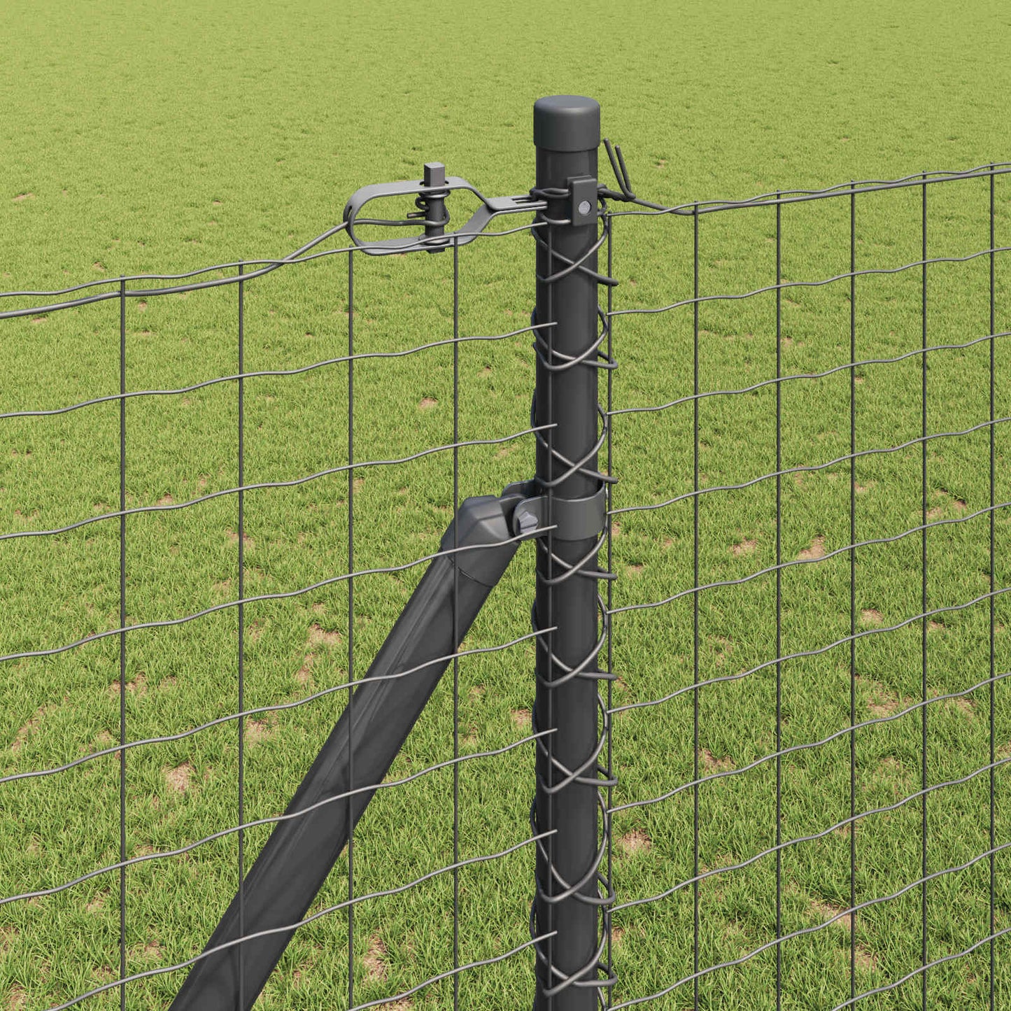 Ground Spike Fence Post 26 pcs Grey Powder-Coated Steel