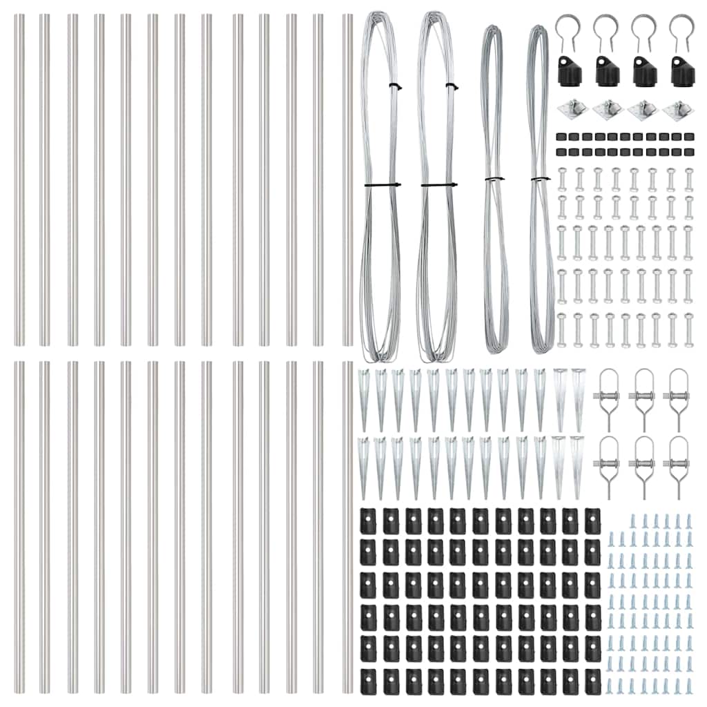 Ground Spike Fence Post 26 pcs Silver Powder-Coated Steel