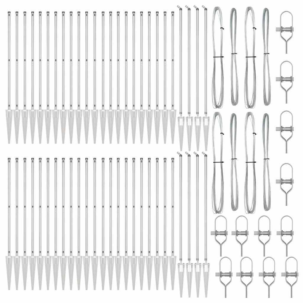 Ground Spike Fence Post 52 pcs Silver Powder-Coated Steel