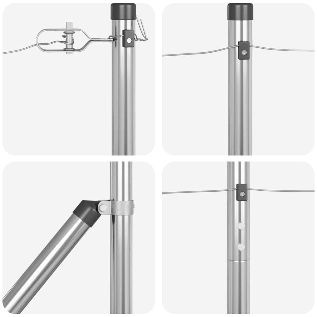 Ground Spike Fence Post 26 pcs Silver Powder-Coated Steel