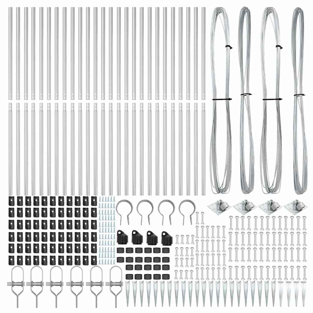 Ground Spike Fence Post 26 pcs Silver Powder-Coated Steel