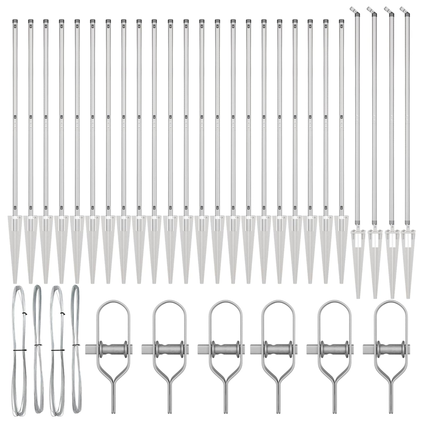 Ground Spike Fence Post 26 pcs Silver Powder-Coated Steel
