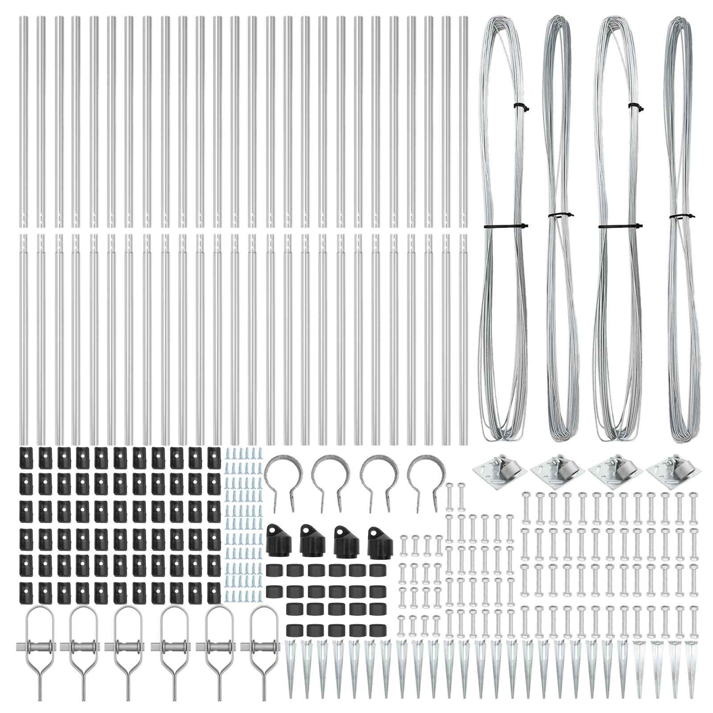 Ground Spike Fence Post 26 pcs Silver Powder-Coated Steel
