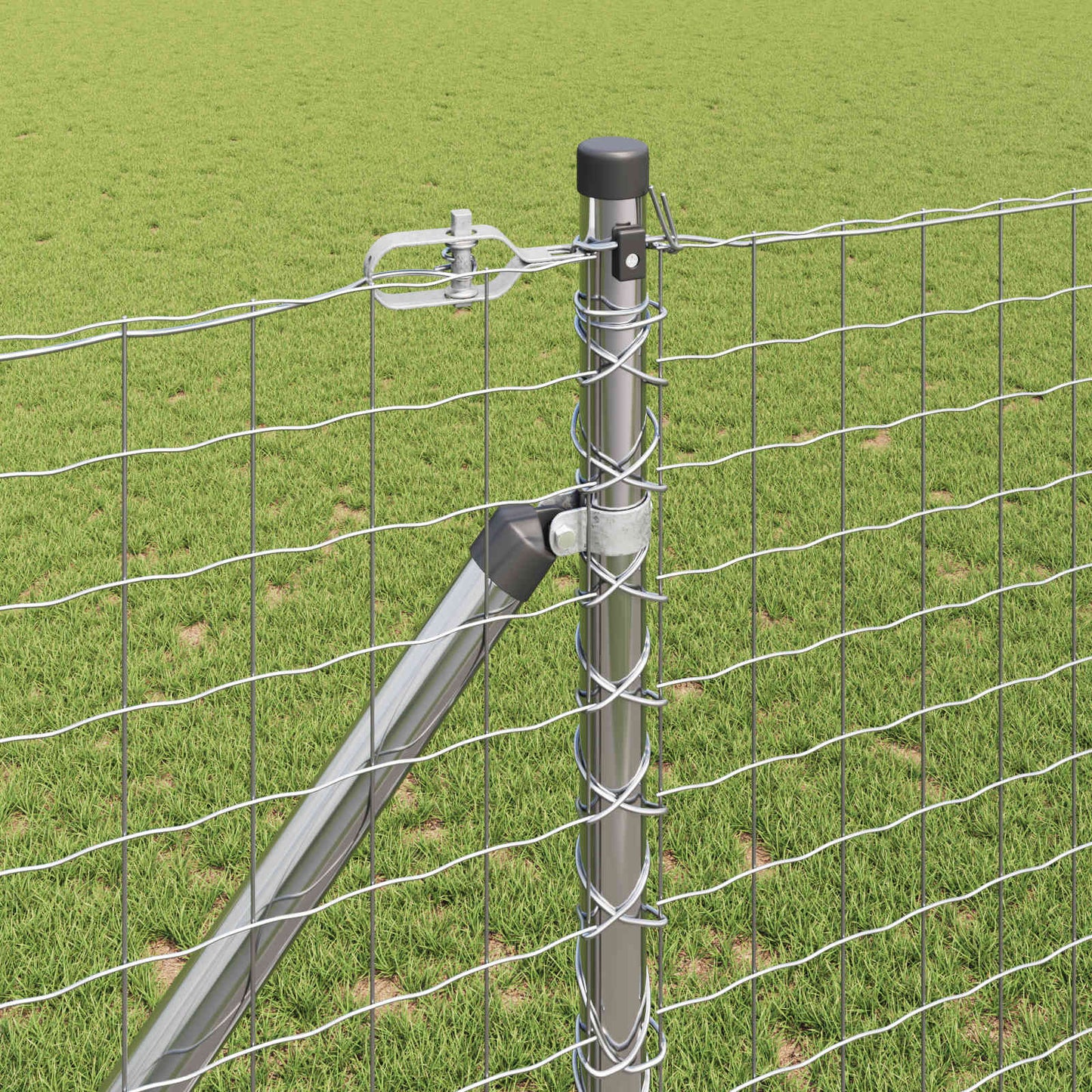 Ground Spike Fence Post 52 pcs Silver Powder-Coated Steel
