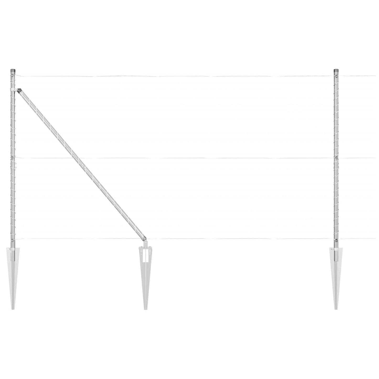 Ground Spike Fence Post 52 pcs Silver Powder-Coated Steel