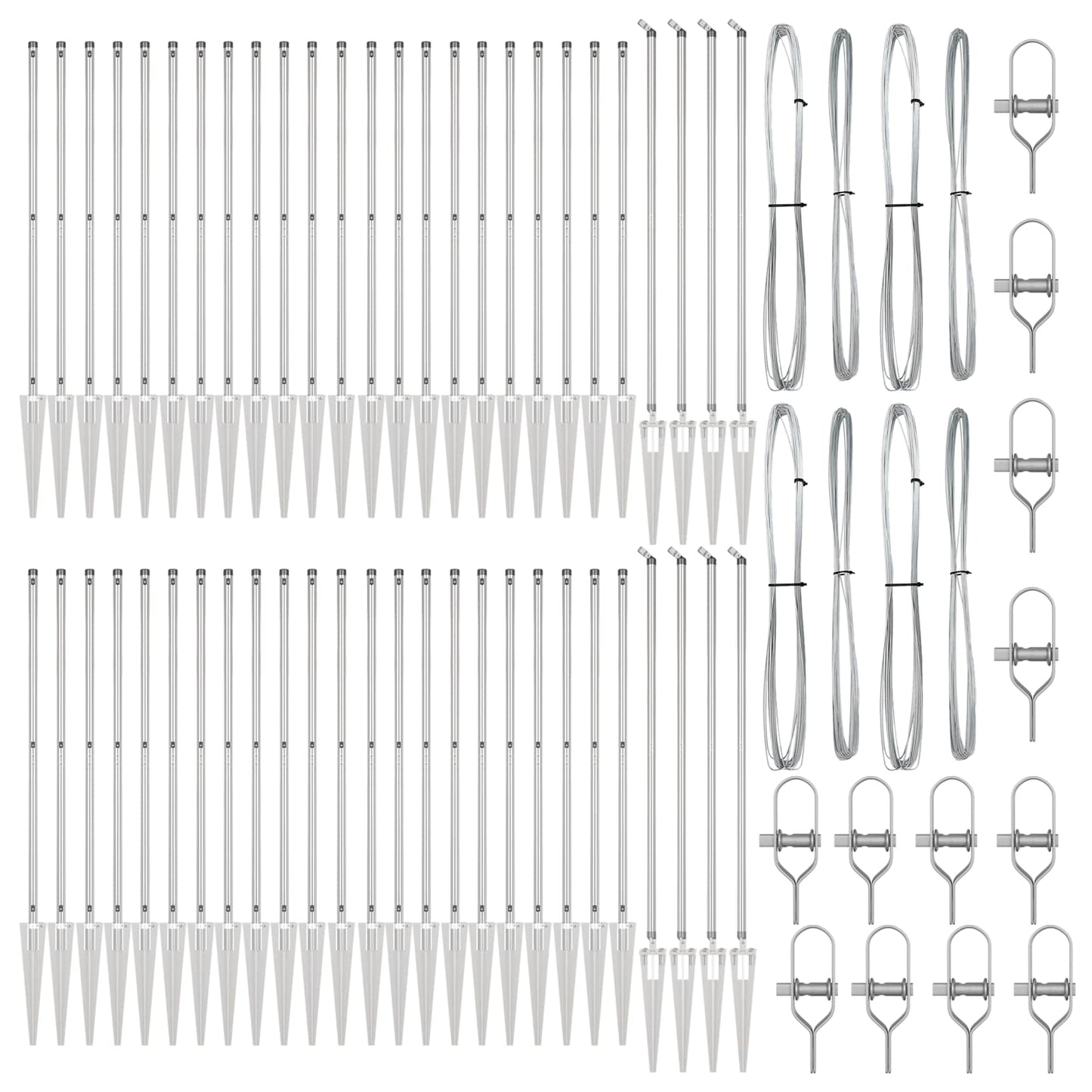 Ground Spike Fence Post 52 pcs Silver Powder-Coated Steel