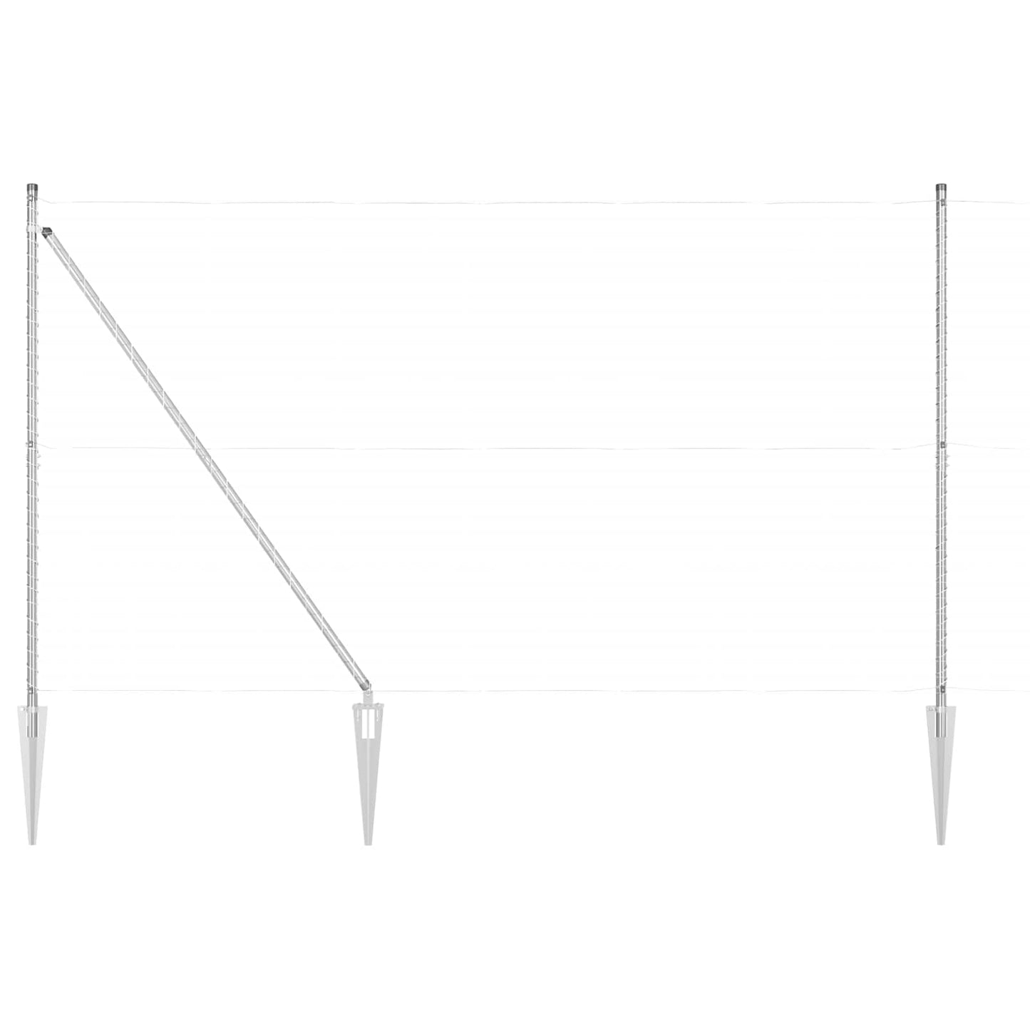 Ground Spike Fence Post 26 pcs Silver Powder-Coated Steel