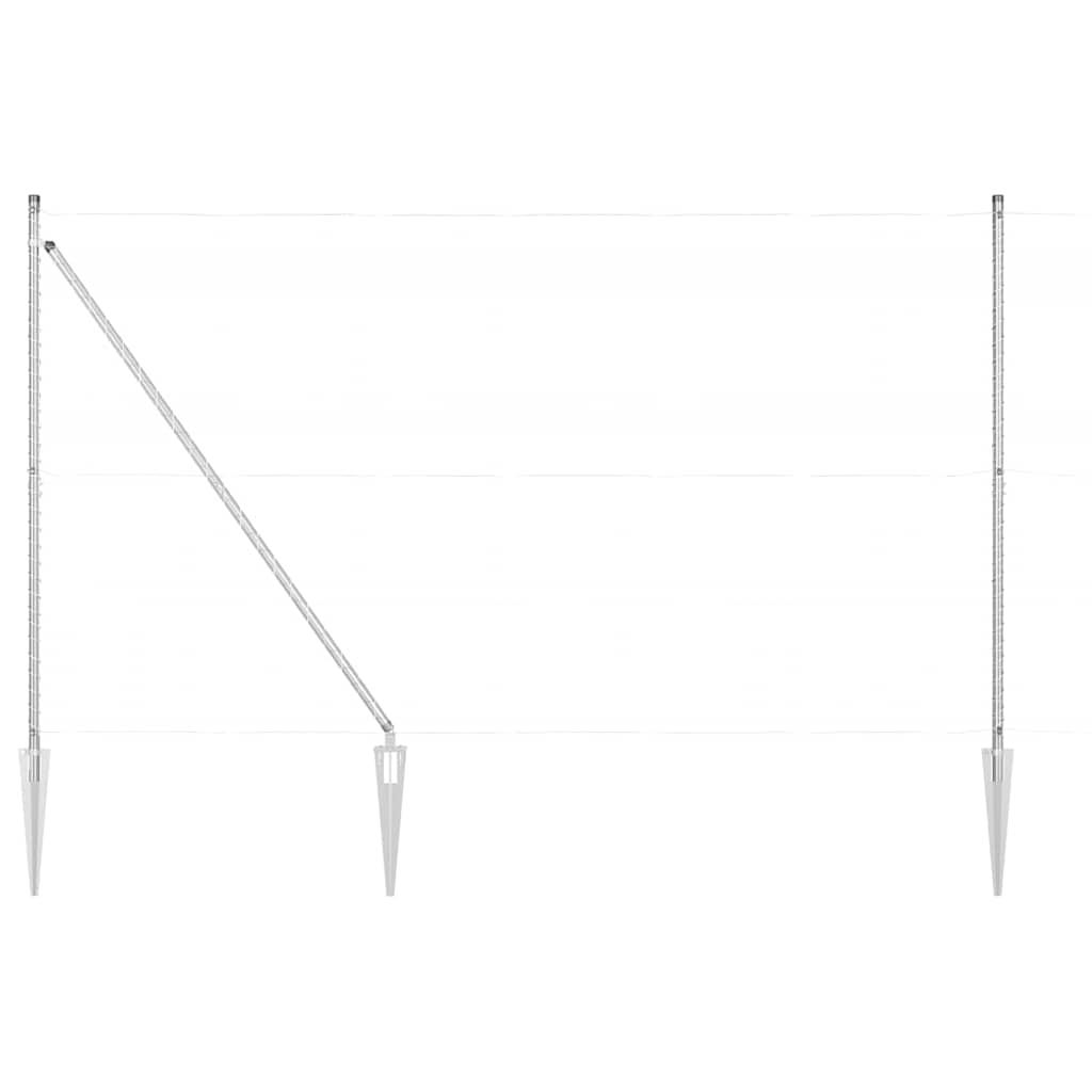 Ground Spike Fence Post 52 pcs Silver Powder-Coated Steel