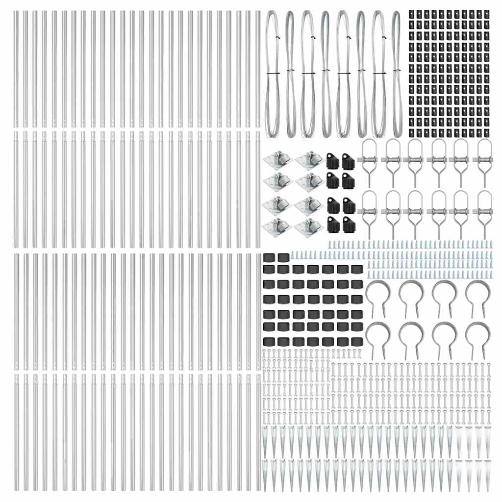 Ground Spike Fence Post 52 pcs Silver Powder-Coated Steel