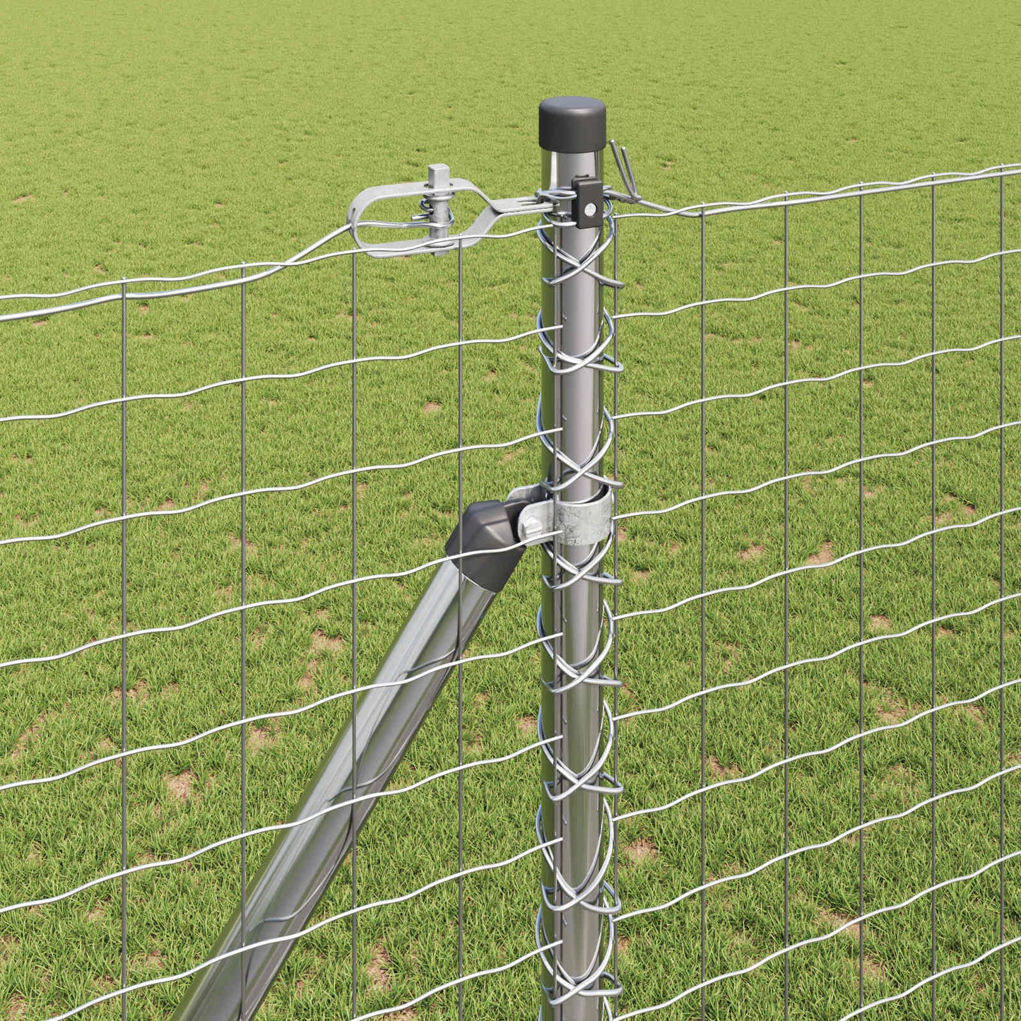 Ground Spike Fence Post 26 pcs Silver Powder-Coated Steel