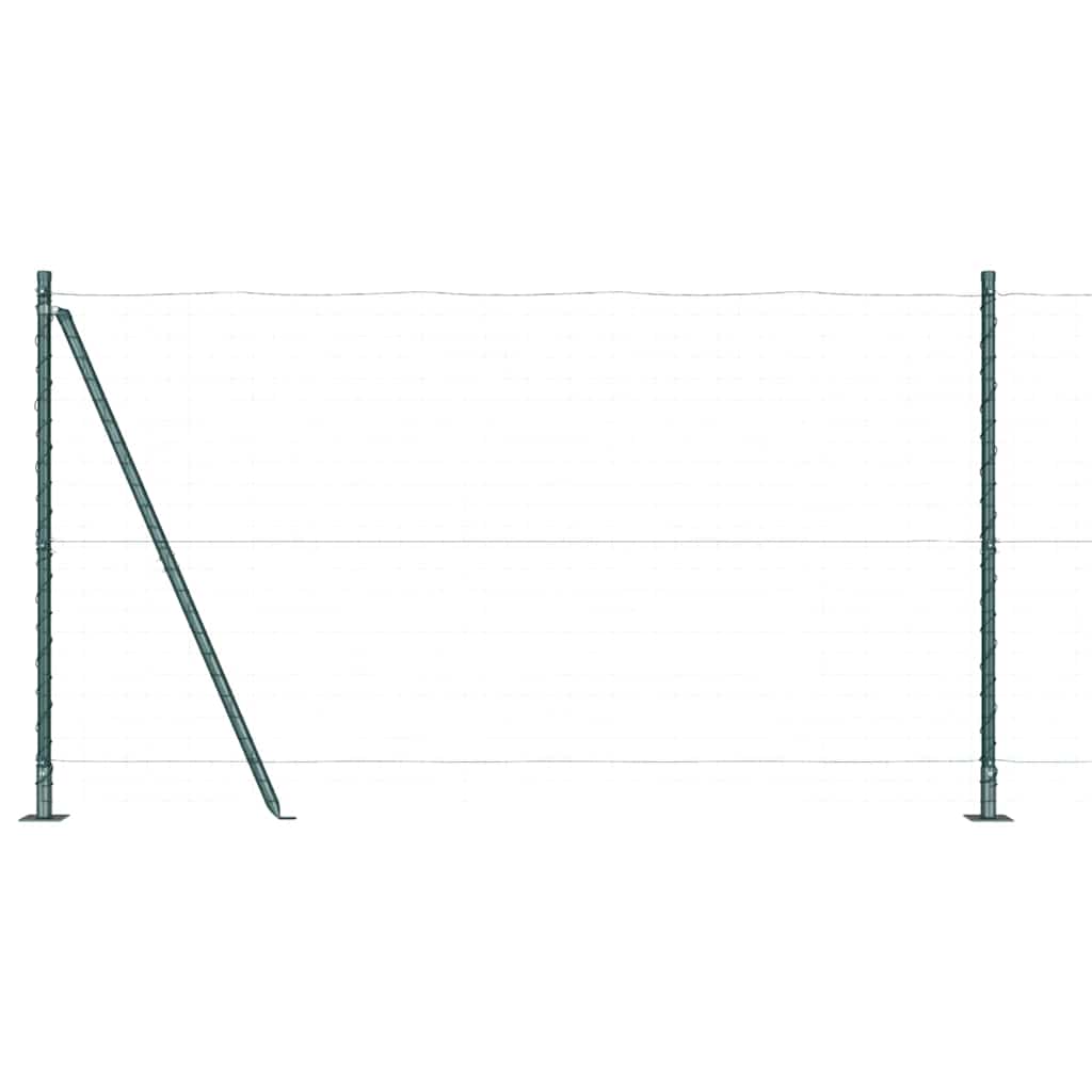 Fence Post with Concrete Base 26 pcs Green Powder-Coated Steel