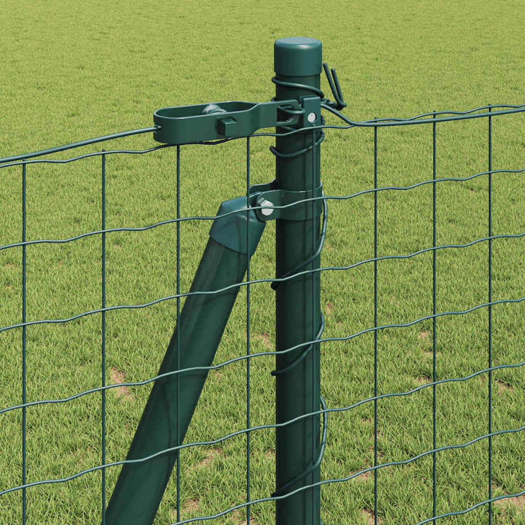 Fence Post with Concrete Base 52 pcs Green Powder-Coated Steel