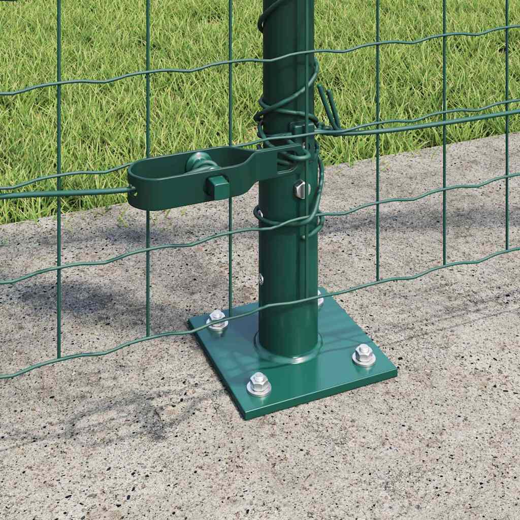 Fence Post with Concrete Base 52 pcs Green Powder-Coated Steel
