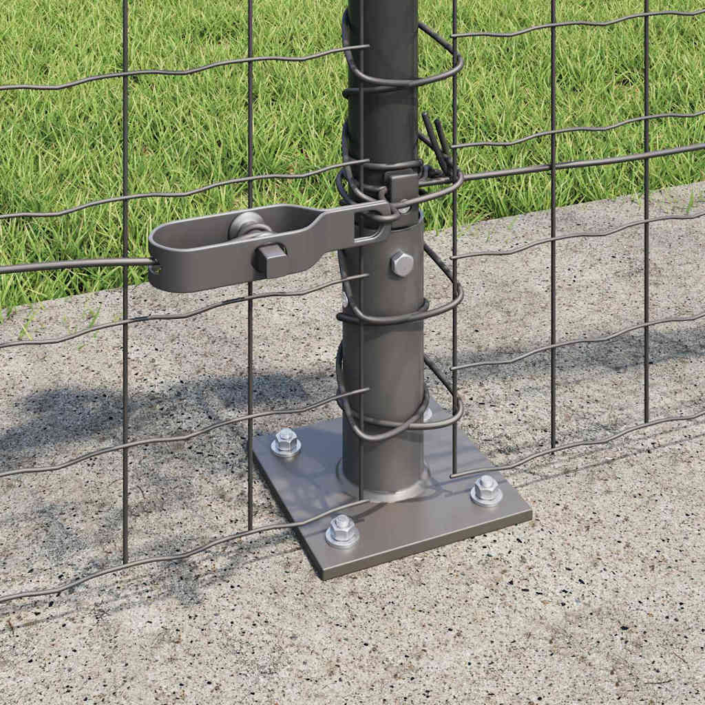 Fence Post with Concrete Base 26 pcs Grey Powder-Coated Steel