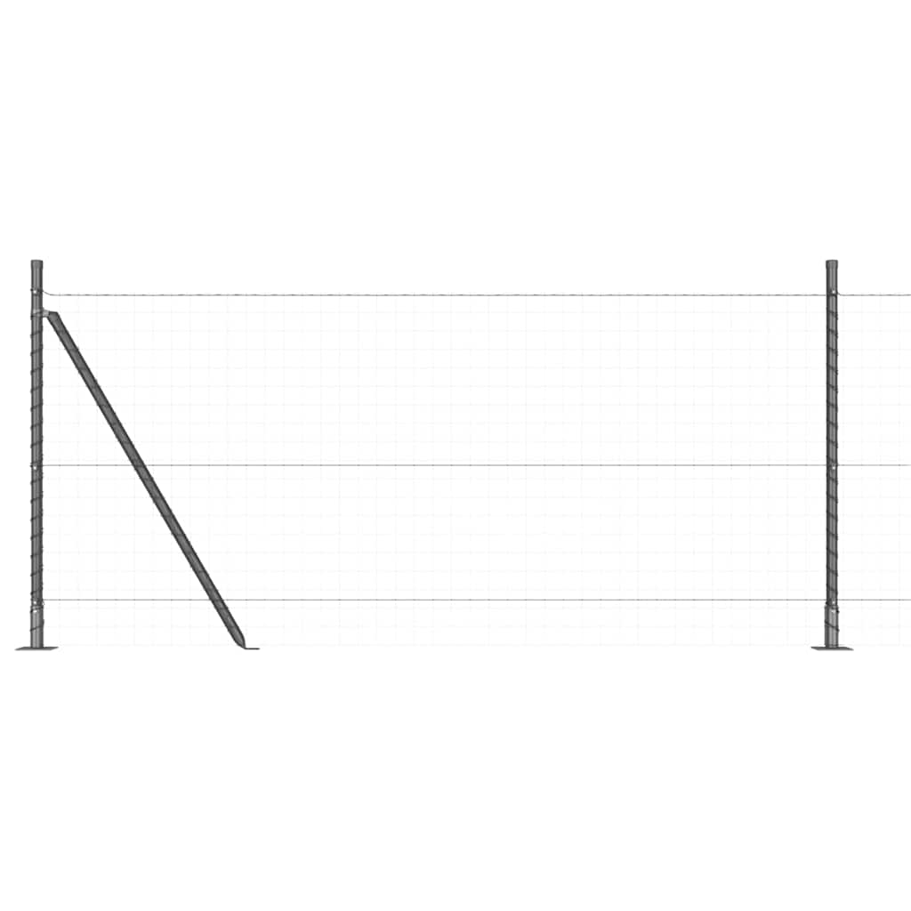 Fence Post with Concrete Base 26 pcs Grey Powder-Coated Steel