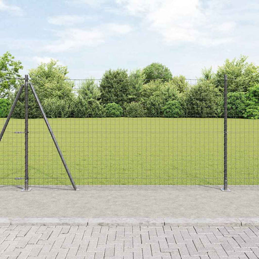 Fence Post with Concrete Base 26 pcs Grey Powder-Coated Steel