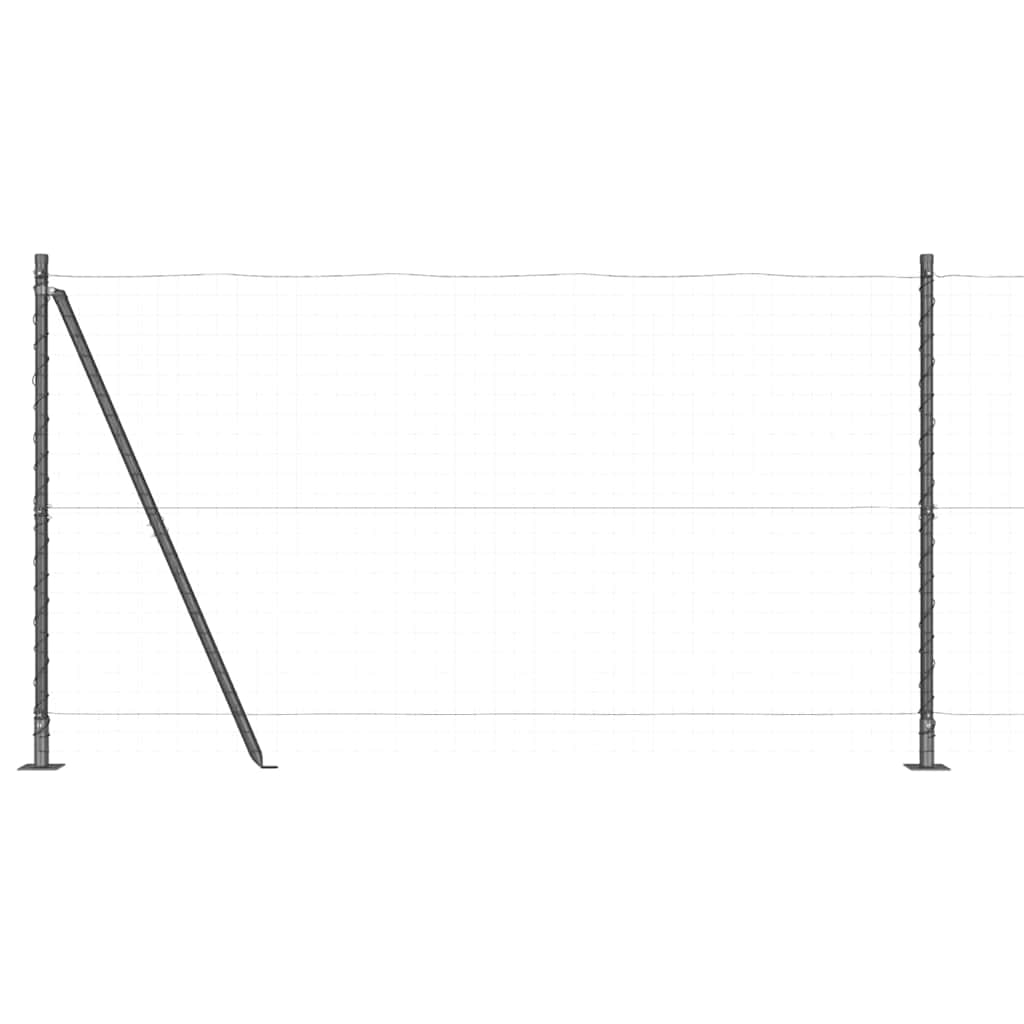 Fence Post with Concrete Base 52 pcs Grey Powder-Coated Steel