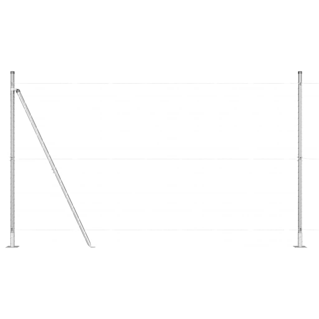 Fence Post with Concrete Base 26 pcs Silver Powder-Coated Steel