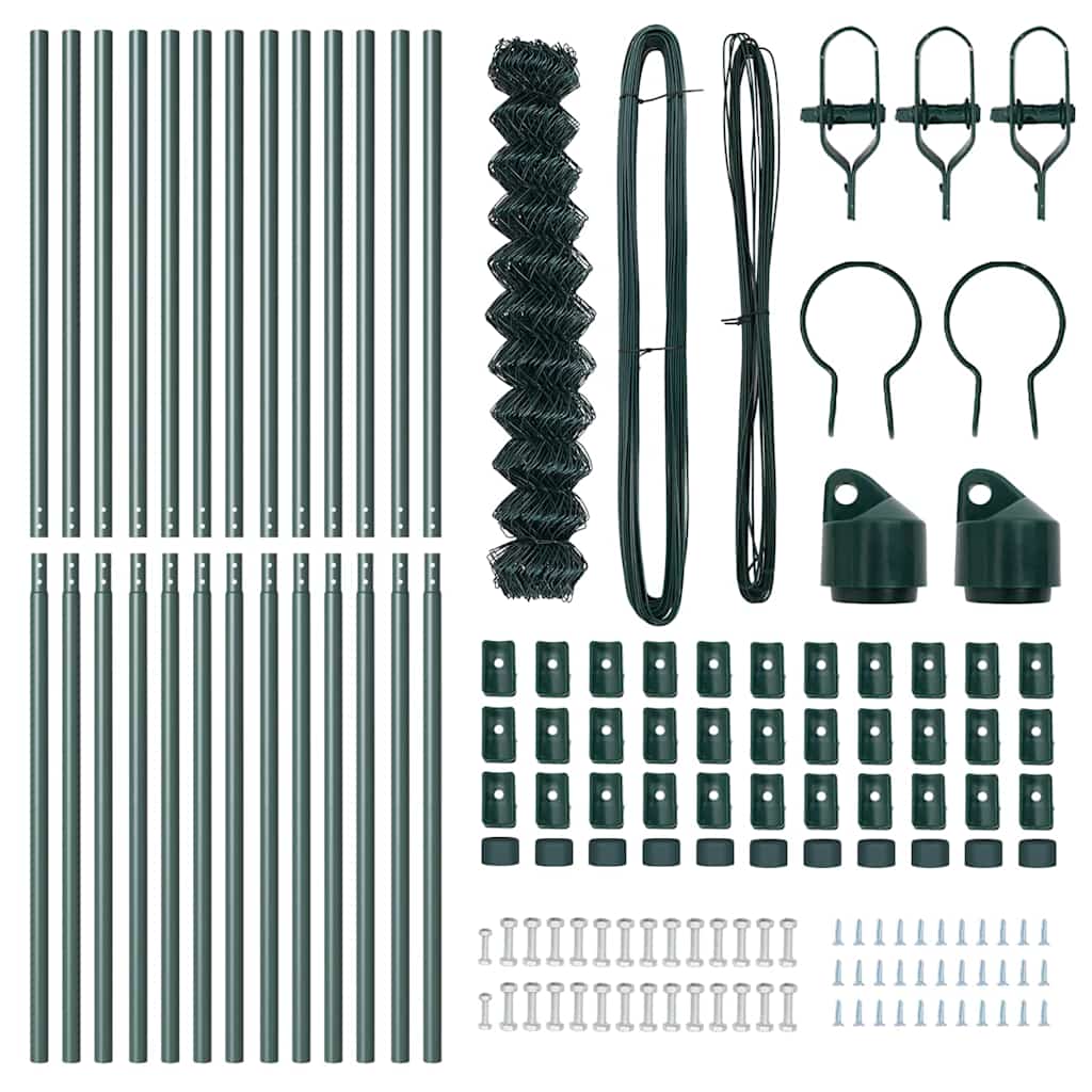 Fence Post Green 25 x 1.4 m (60 x 60 mm mesh) Steel and PVC