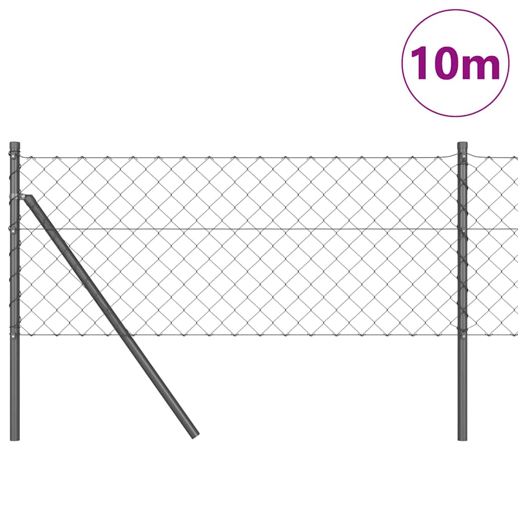 Fence Post Grey 10 x 0.4 m (60 x 60 mm mesh) Steel and PVC