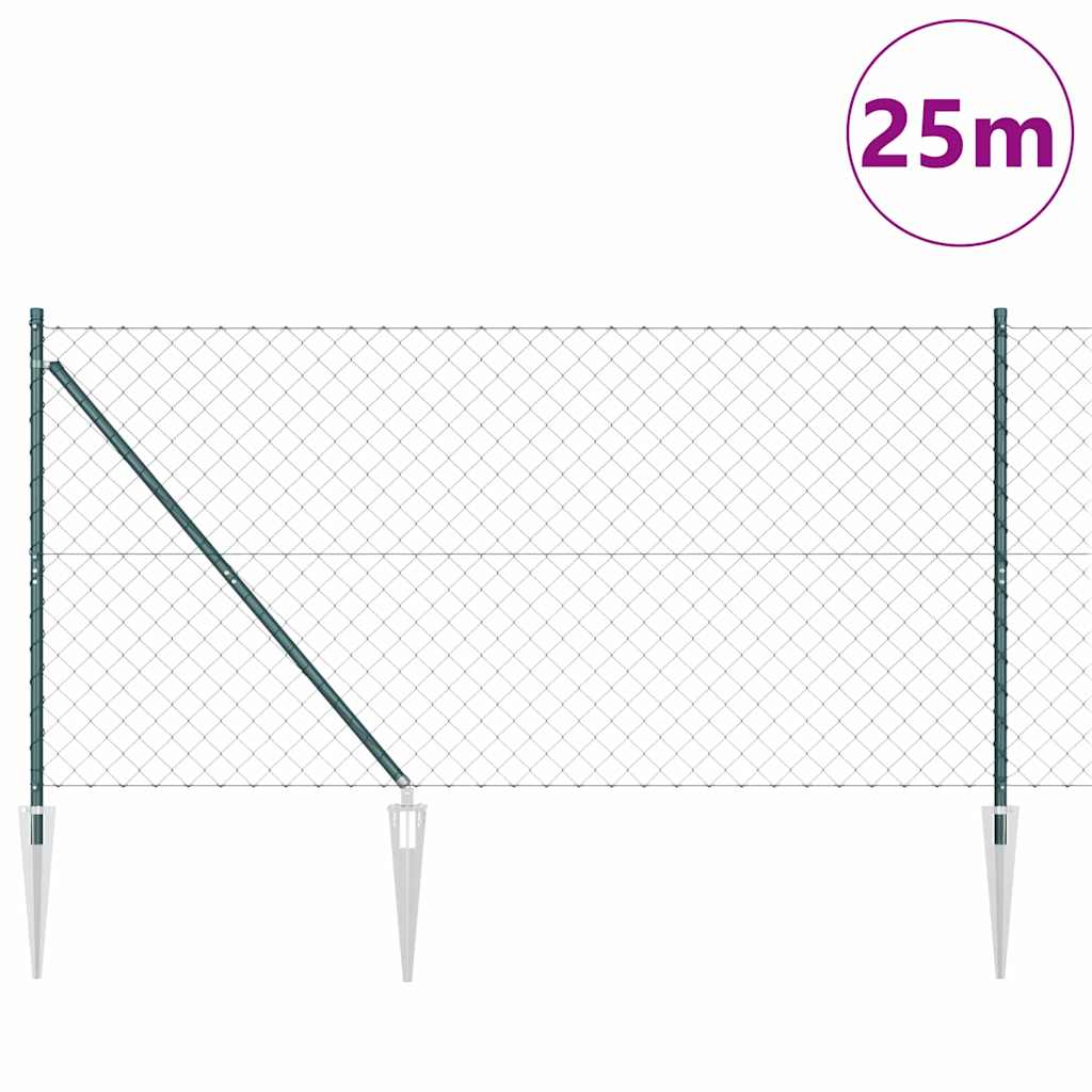 Fence Post Green 25 x 1.4 m (60 x 60 mm mesh) Steel and PVC