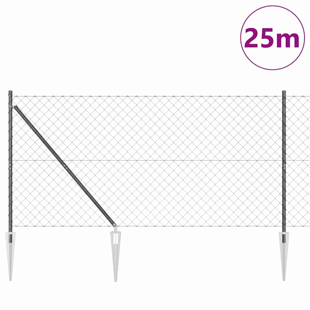 Fence Post Grey 25 x 1.4 m (60 x 60 mm mesh) Steel and PVC