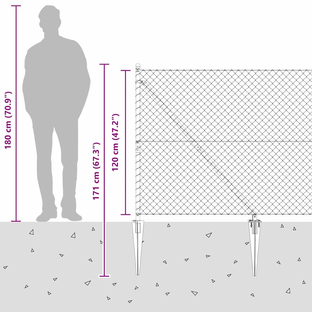 Fence Post Silver 10 x 1.2 m (40 x 40 mm mesh) Steel