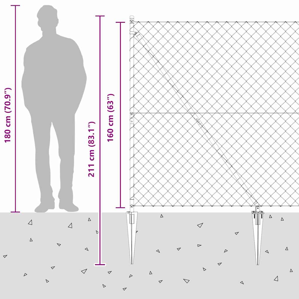 Fence Post Silver 10 x 1.6 m (40 x 40 mm mesh) Steel