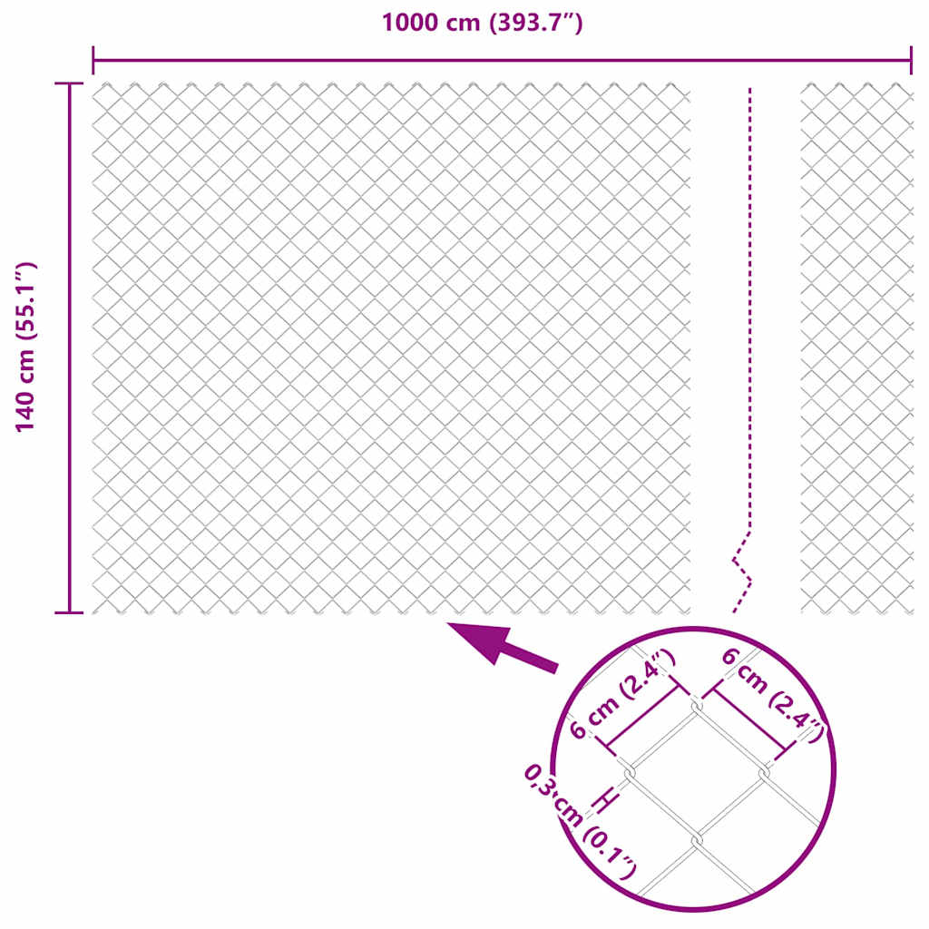 Fence Post Silver 10 x 1.4 m (60 x 60 mm mesh) Steel