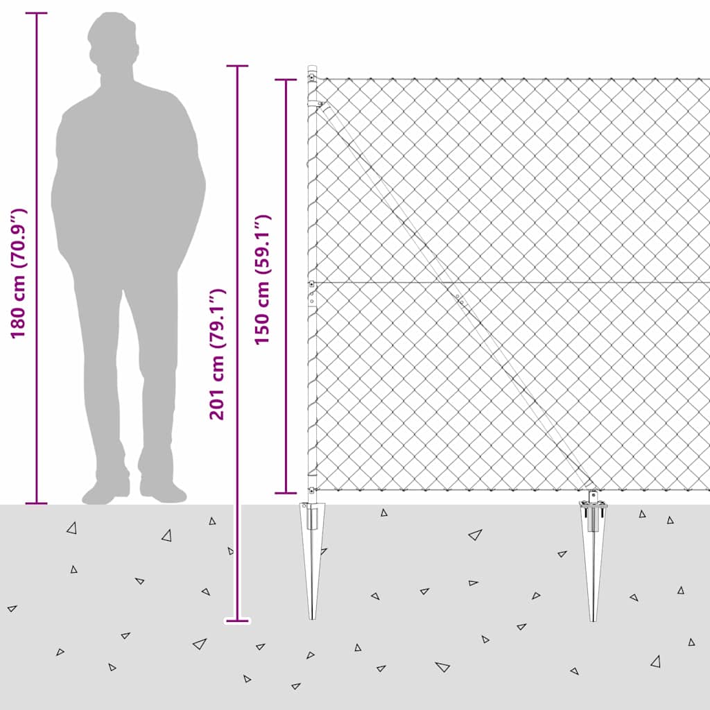 Fence Post Silver 10 x 1.5 m (60 x 60 mm mesh) Steel