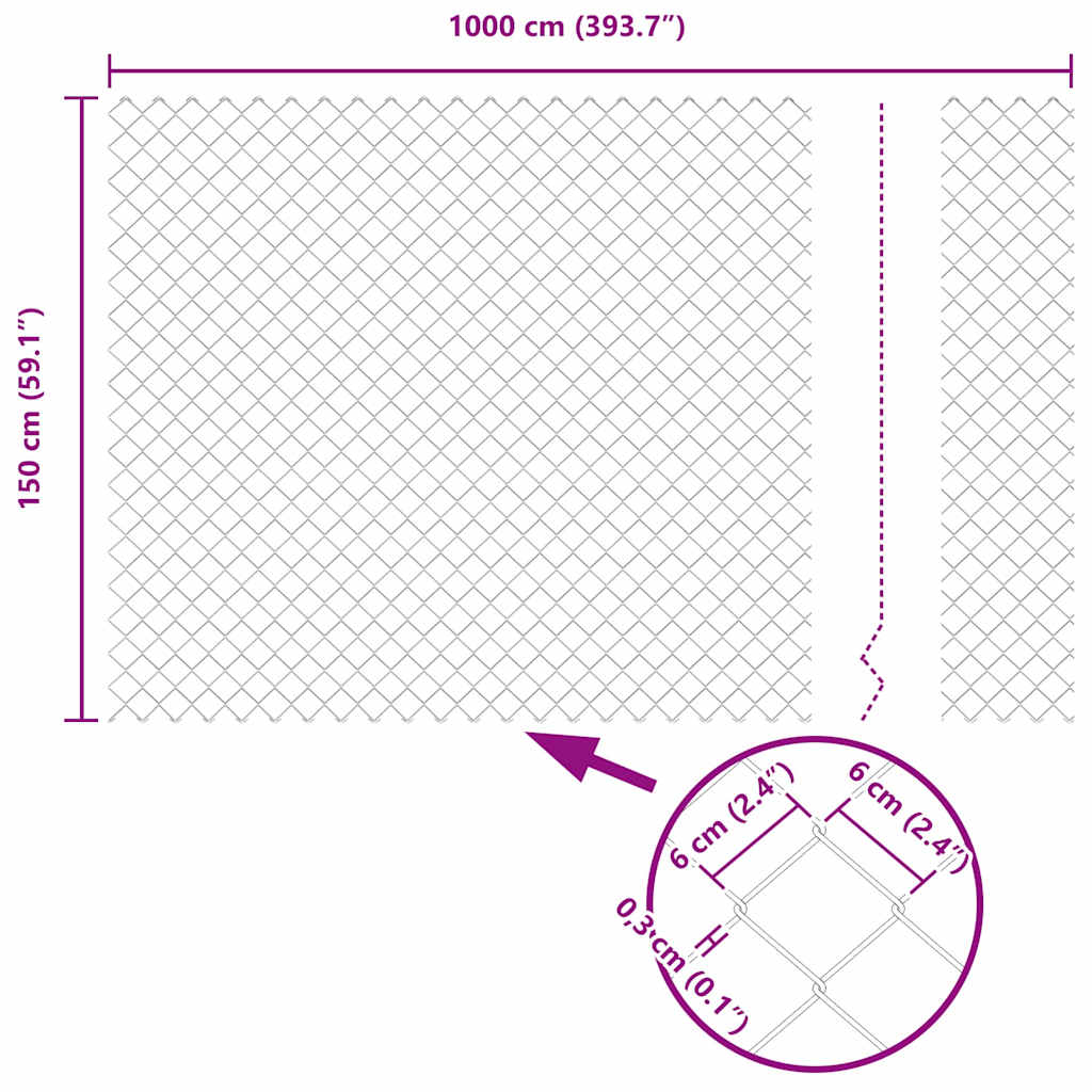 Fence Post Silver 10 x 1.5 m (60 x 60 mm mesh) Steel