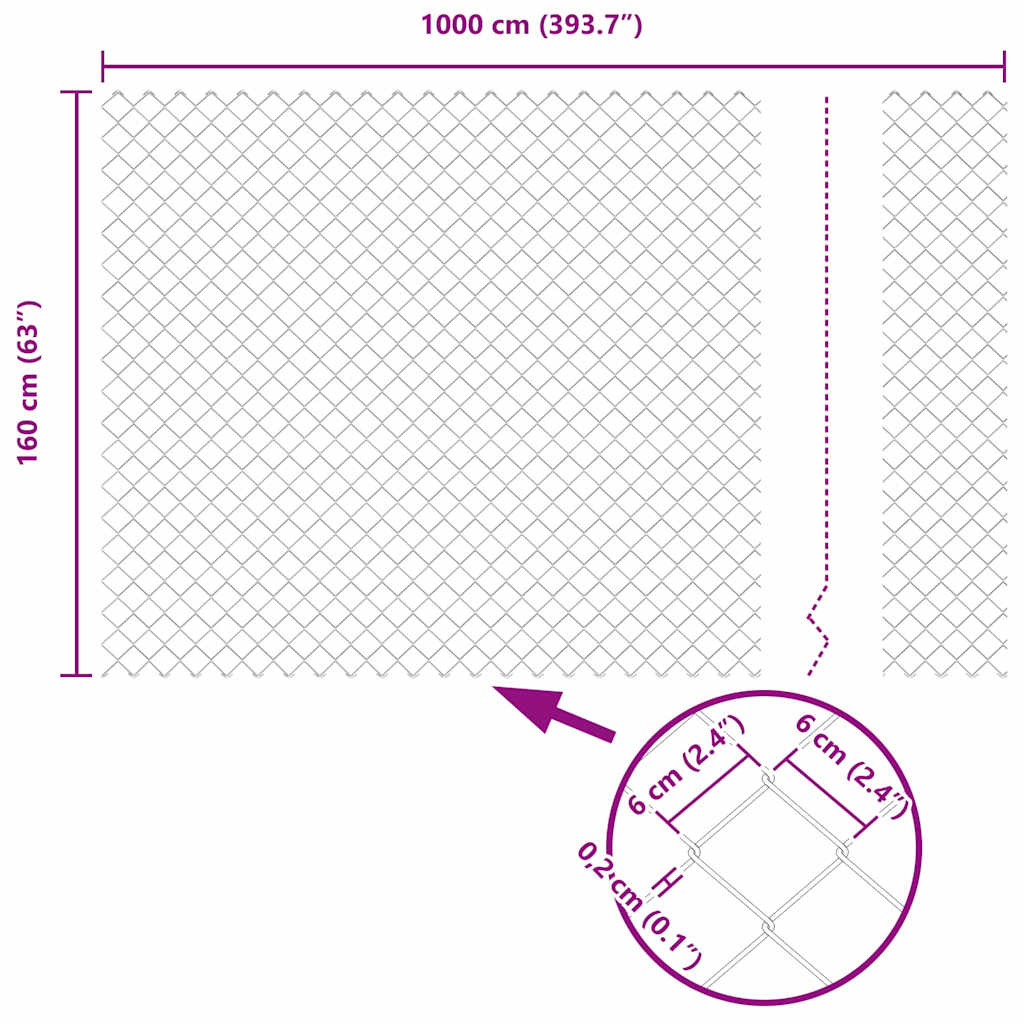 Fence Post Silver 10 x 1.6 m (60 x 60 mm mesh) Steel