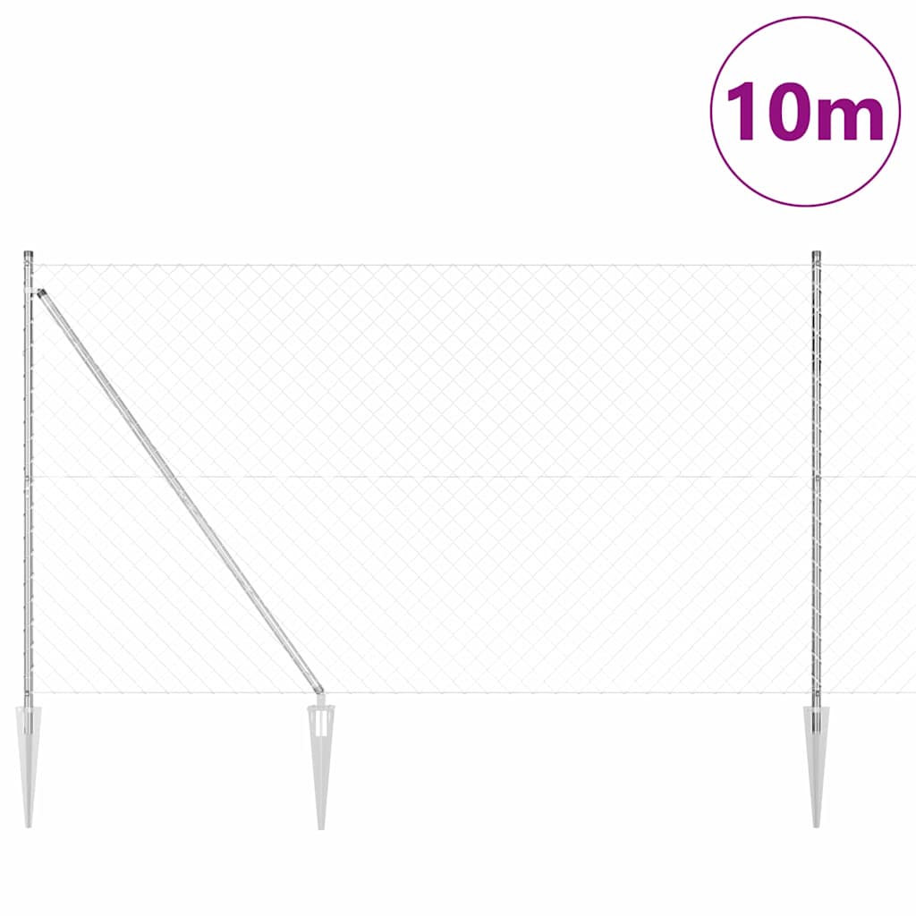 Fence Post Silver 10 x 1.6 m (60 x 60 mm mesh) Steel