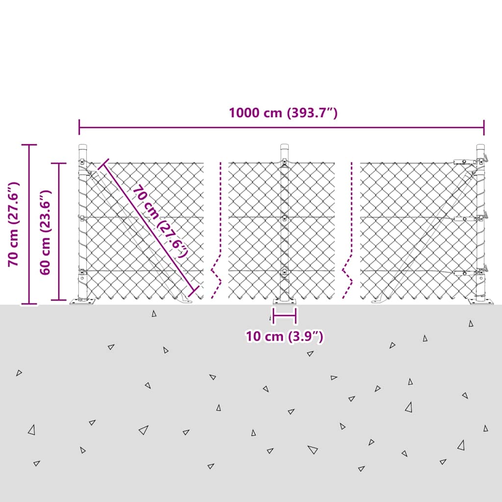 Fence Post Green 10 x 0.6 m (40 x 40 mm mesh) Steel and PVC