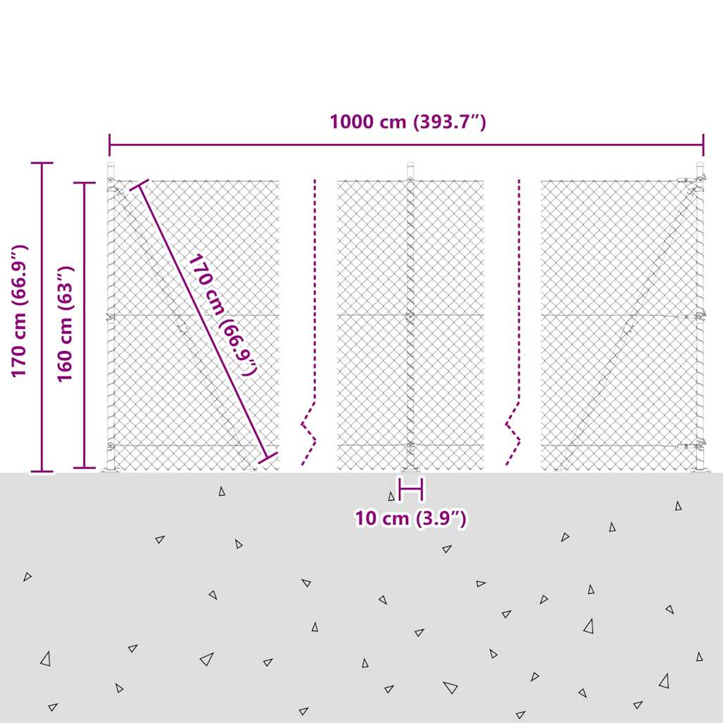 Welded Wire Fence with Concrete Base 10 x 1.6 m (W x H)