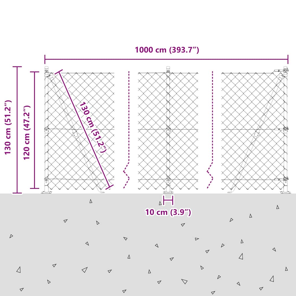 Welded Wire Fence with Concrete Base 10 x 1.2 m (W x H)