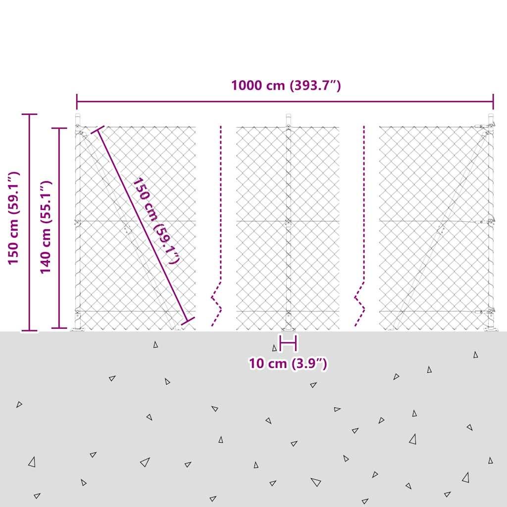 Fence Post Green 10 x 1.4 m (60 x 60 mm mesh) Steel and PVC