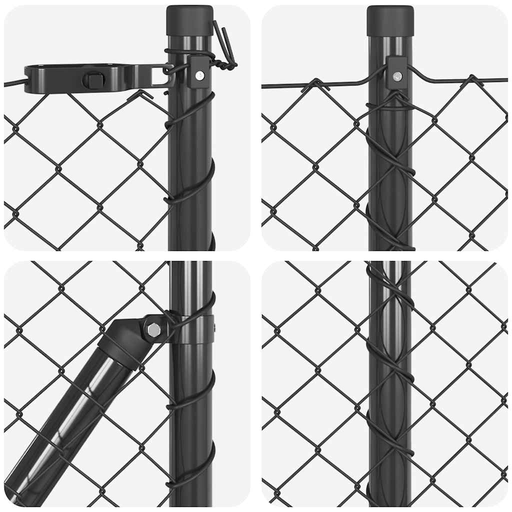 Fence Post Grey 10 x 0.4 m (40 x 40 mm mesh) Steel and PVC