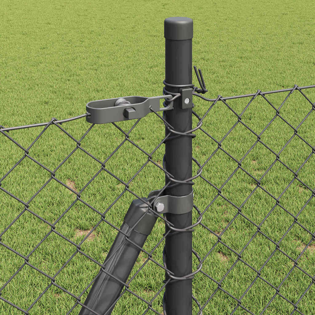 Fence Post Grey 10 x 0.8 m (40 x 40 mm mesh) Steel and PVC