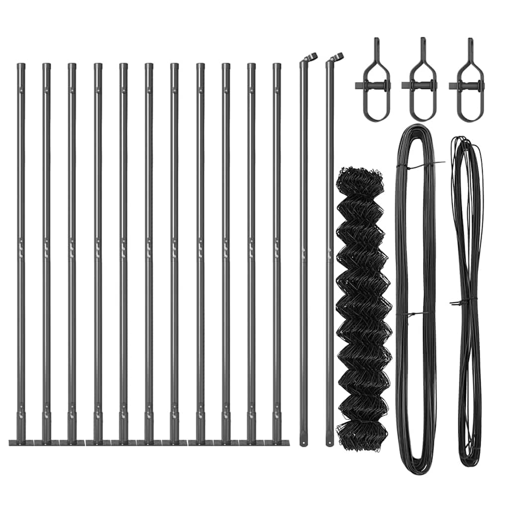 Fence Post Grey 25 x 0.8 m (40 x 40 mm mesh) Steel and PVC