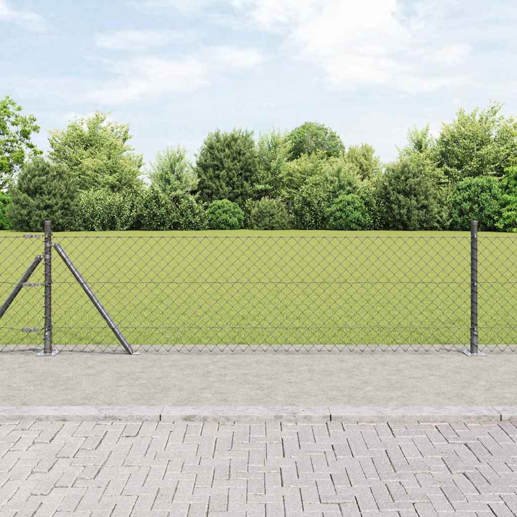 Fence Post Grey 25 x 0.4 m (60 x 60 mm mesh) Steel and PVC