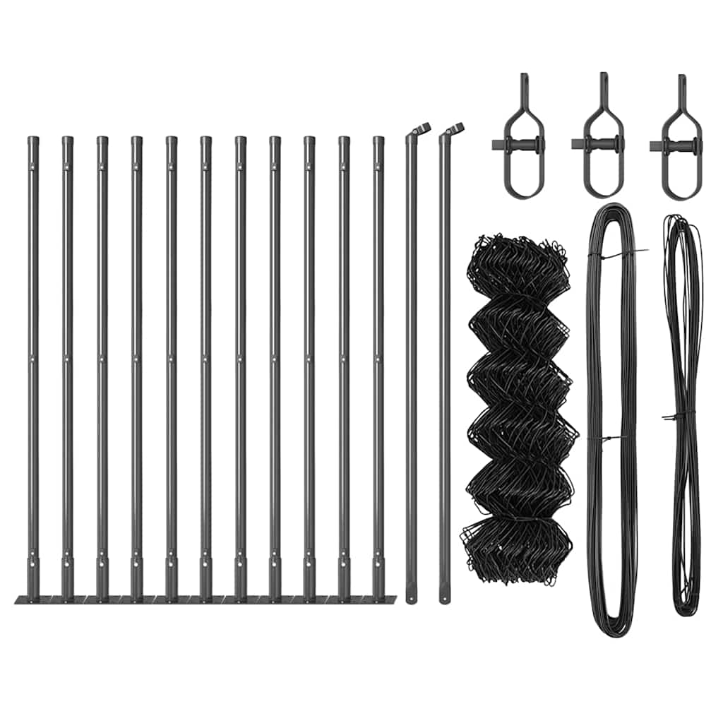Fence Post Grey 25 x 0.4 m (60 x 60 mm mesh) Steel and PVC