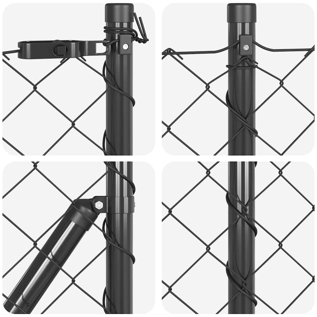 Fence Post Grey 25 x 0.6 m (60 x 60 mm mesh) Steel and PVC