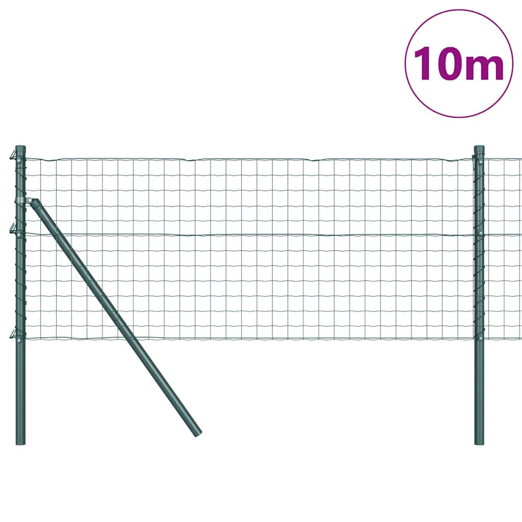Fence with Post Green 0.6 x 10 m Steel and PVC